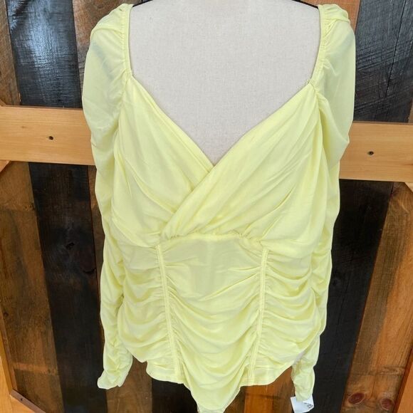 NWT Fashion Nova Can You Handle This Ruched yellow thong bodysuit suit size 1X - Picture 5 of 9